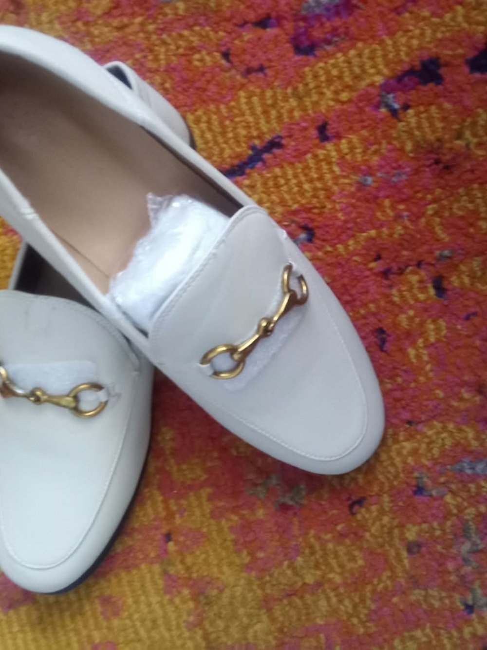 & Other Stories Cream Loafers with Gold Chain Detail